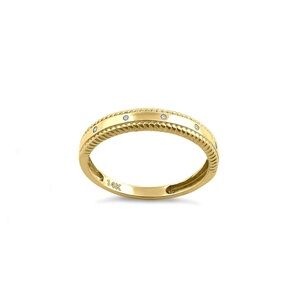 14K Yellow Gold Edged Double Rope Diamond Ring Size 5